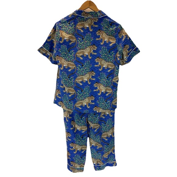 Print Fresh Bagheera Pajama Set Size SM Leopard Print Blue short slv Top &  Pant - Picture 2 of 13